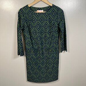 Jude Connally Sabine Shift Dress Size Small Green Blue LIghtweight Work Travel